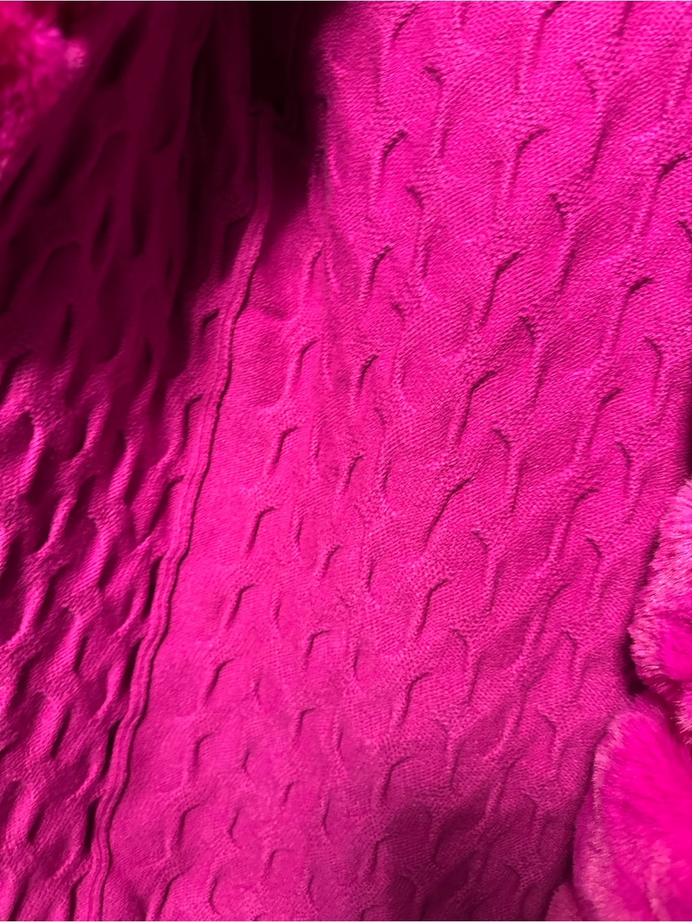 AKIRA Bold Fuchsia faux fur Knit Cardigan with Plush Trim - Picture 5 of 13